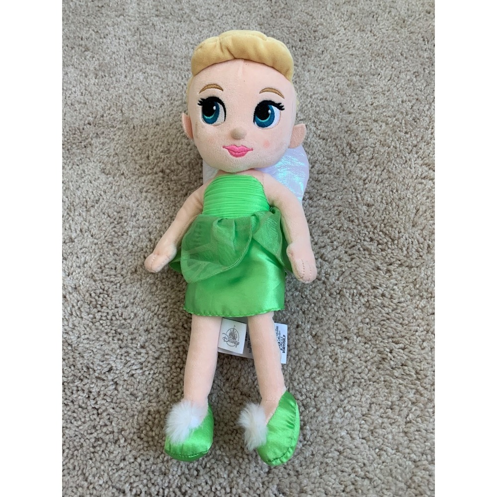 Disney Tinker Bell‎ Plush Doll 13" Cute Fairy Green Dress & Wings